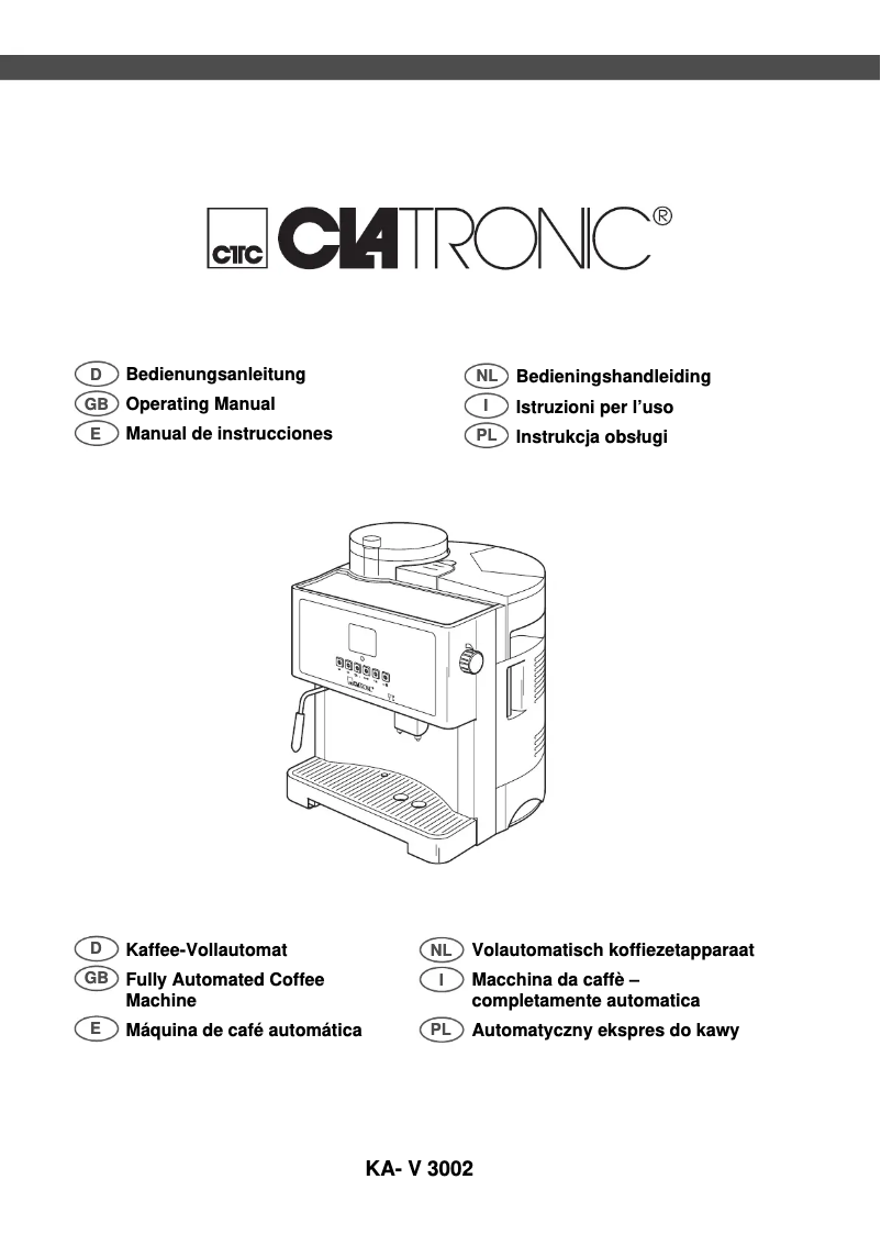 Page 1 de la notice Manuel utilisateur Clatronic KAV 3002