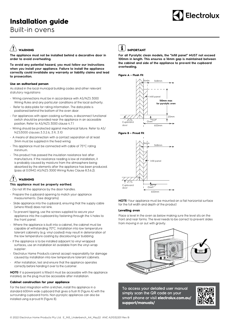 Page 1 de la notice Guide d'installation Electrolux EVEP616