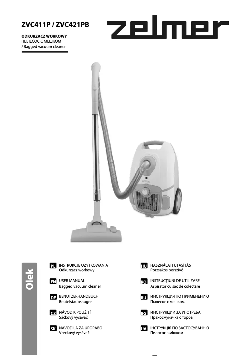 Page 1 de la notice Manuel utilisateur Zelmer Olek ZVC421PB