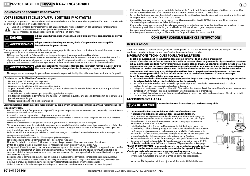 Image de la première page du manuel de l'appareil PGV 300/NB