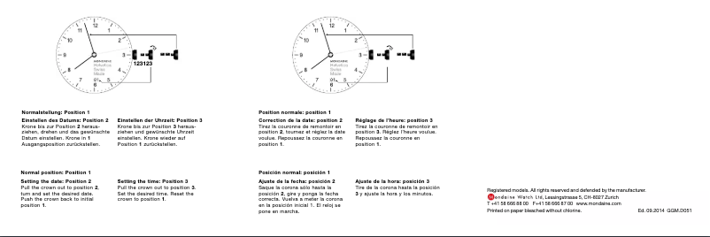 Page n°1 - Manuel utilisateur Mondaine Helvetica GGM.D051