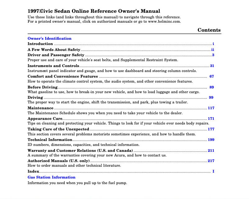 Página 1 del manual Manual de usuario Honda Civic Coupe (1997)