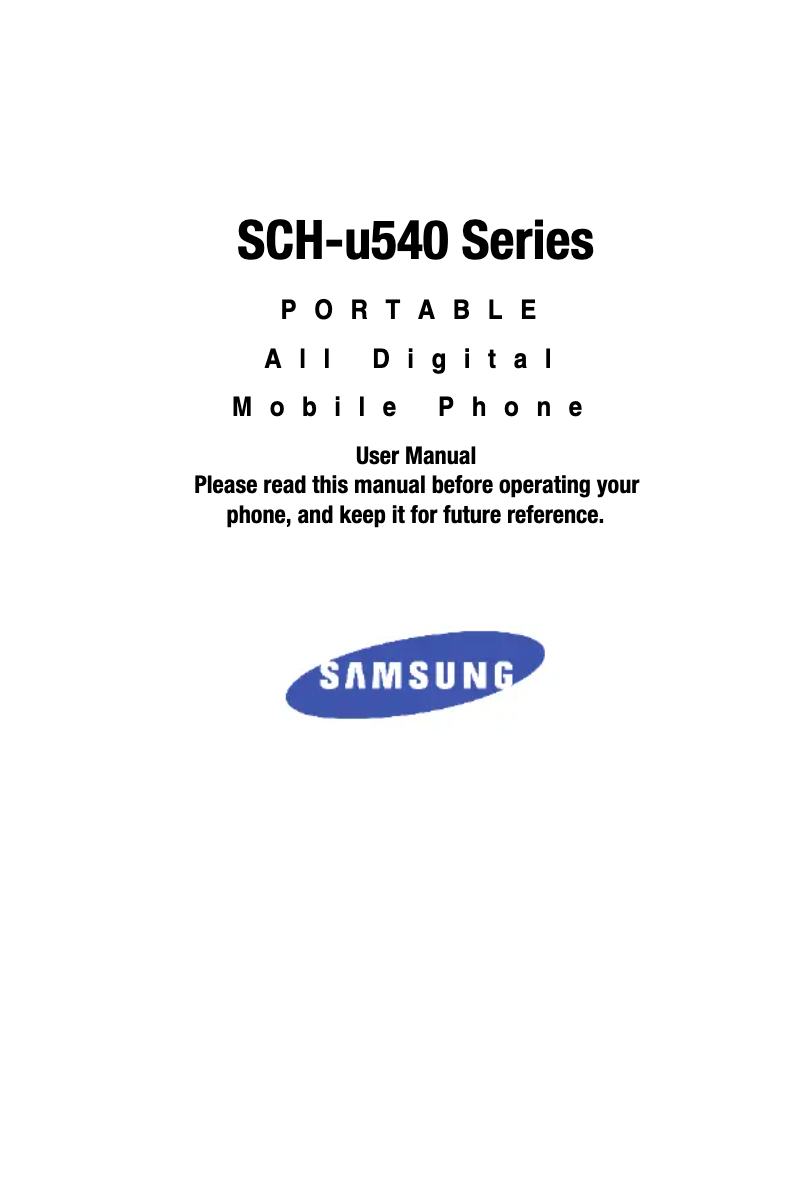 Page 1 de la notice Manuel utilisateur Samsung SCH-U540