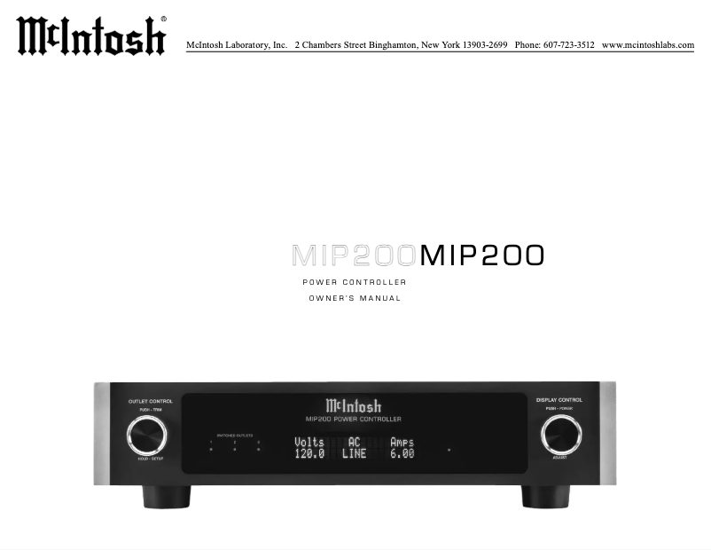 Page n°1 - Manuel utilisateur McIntosh MIP200