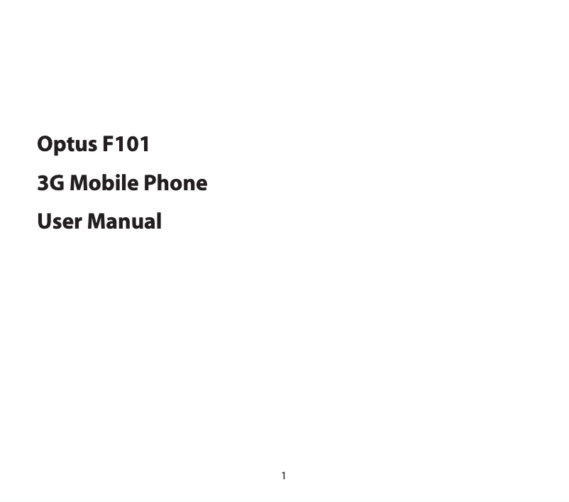 Page n°1 - Manuel utilisateur ZTE Optus F101