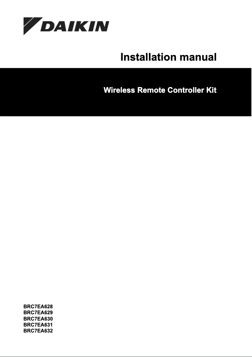 Page 1 de la notice Guide d'installation Daikin BRC7EA629