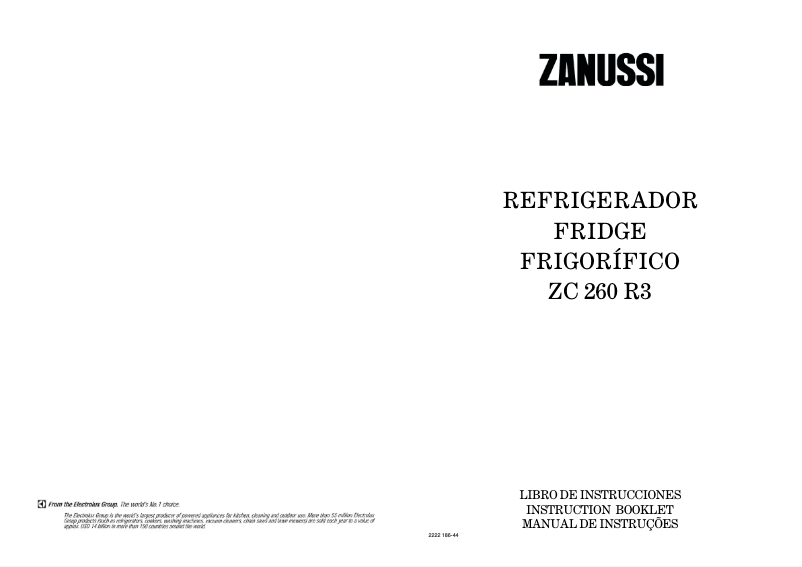 Page 1 de la notice Manuel utilisateur Zanussi ZC260R3