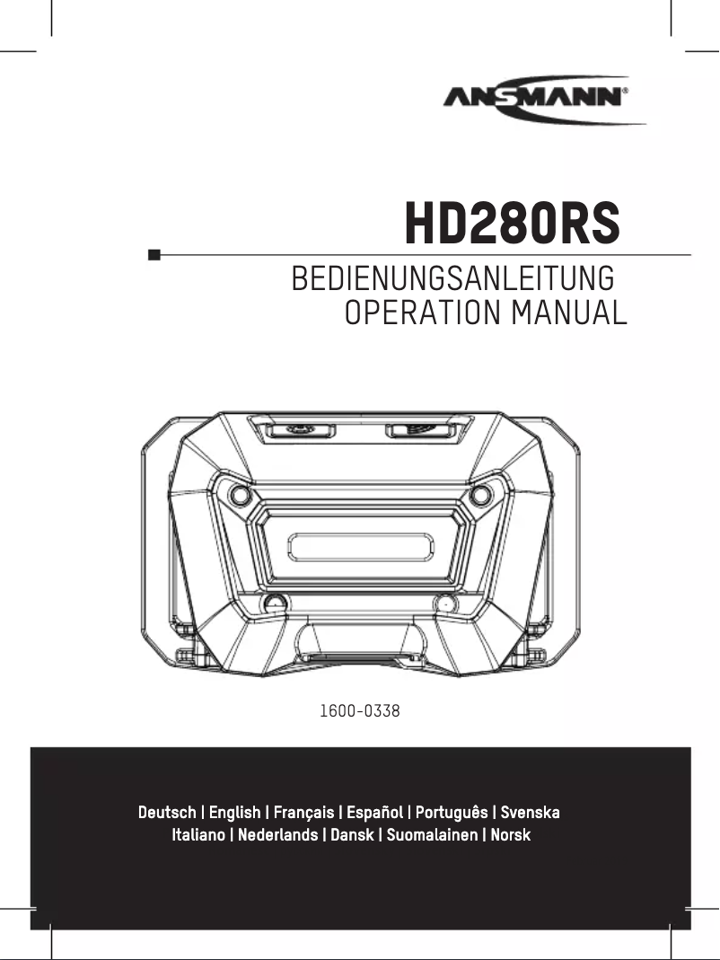 Page 1 de la notice Manuel utilisateur Ansmann HD280RS