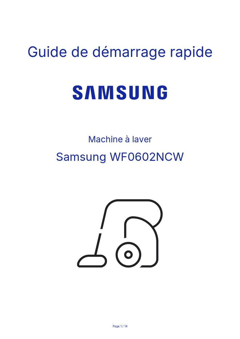 Page n°1 - Guide de démarrage rapide Samsung WF0602NCW