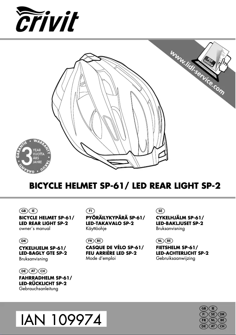 Page 1 de la notice Manuel utilisateur Crivit IAN 109974