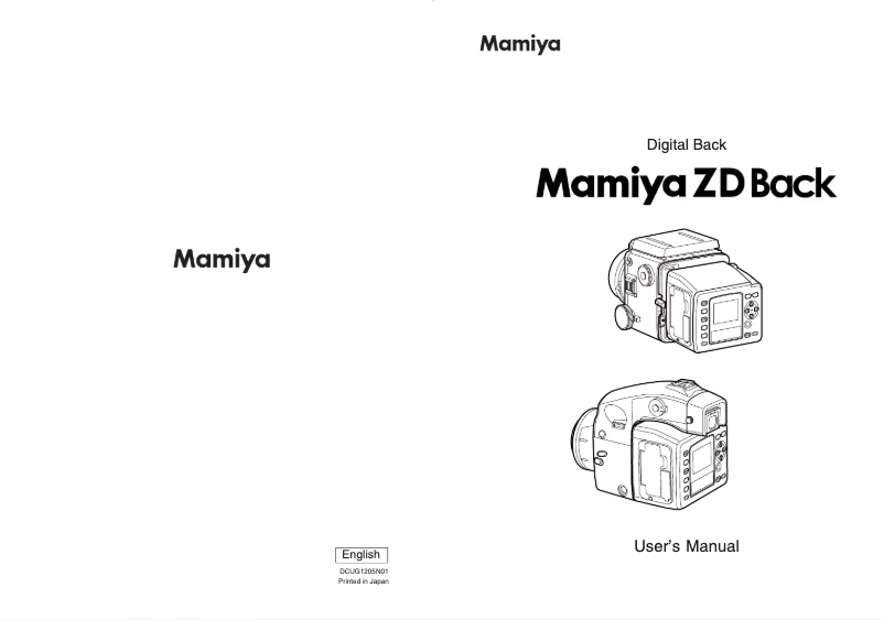 Image de la première page du manuel de l'appareil ZD Back