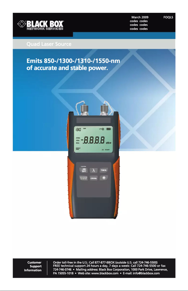 Page n°1 - Manuel utilisateur Black Box FOQLS