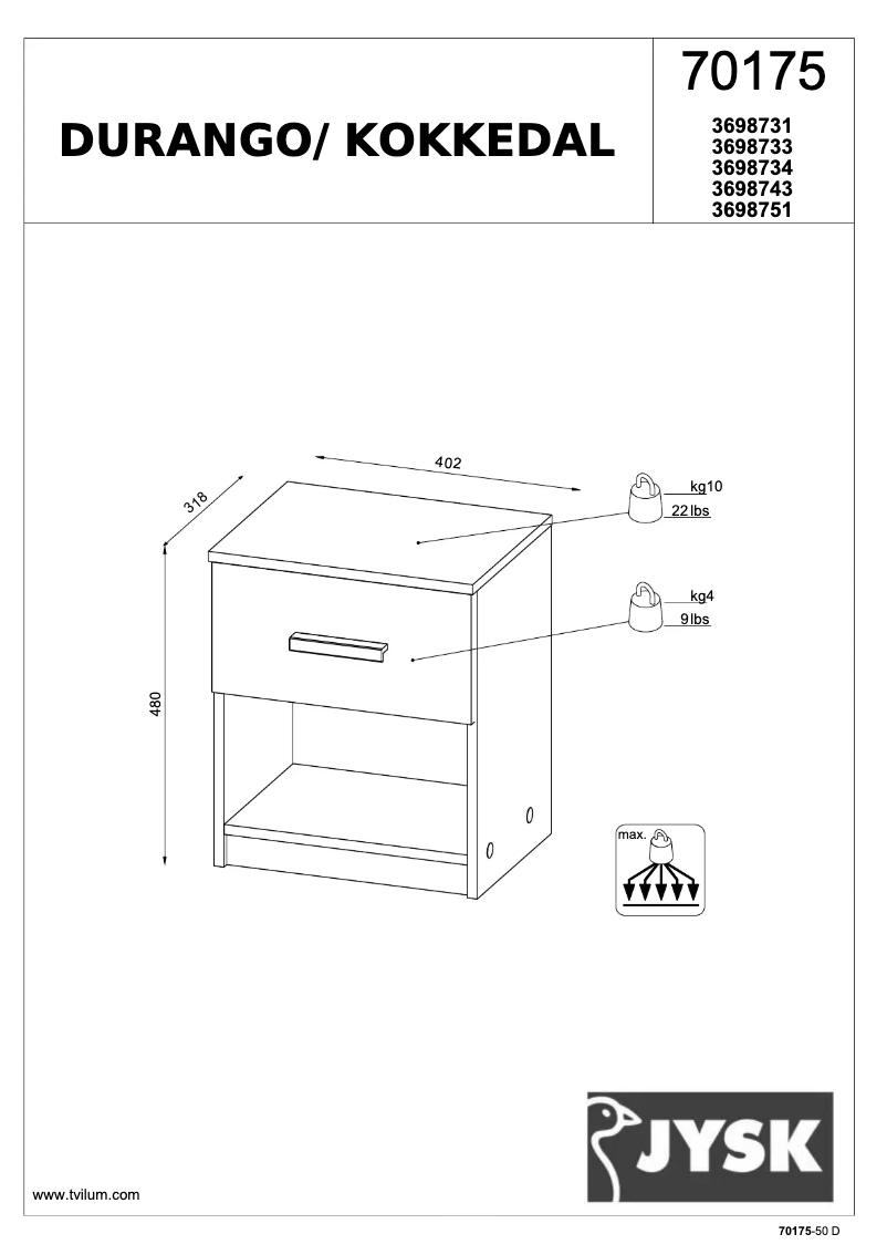 Image de la première page du manuel de l'appareil Durango