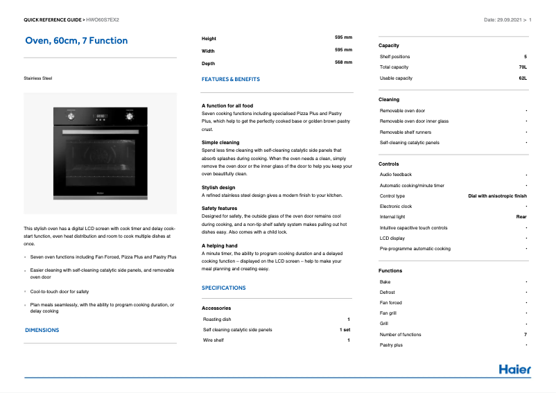 Page n°1 - Guide d'installation Haier HWO60S7EX2