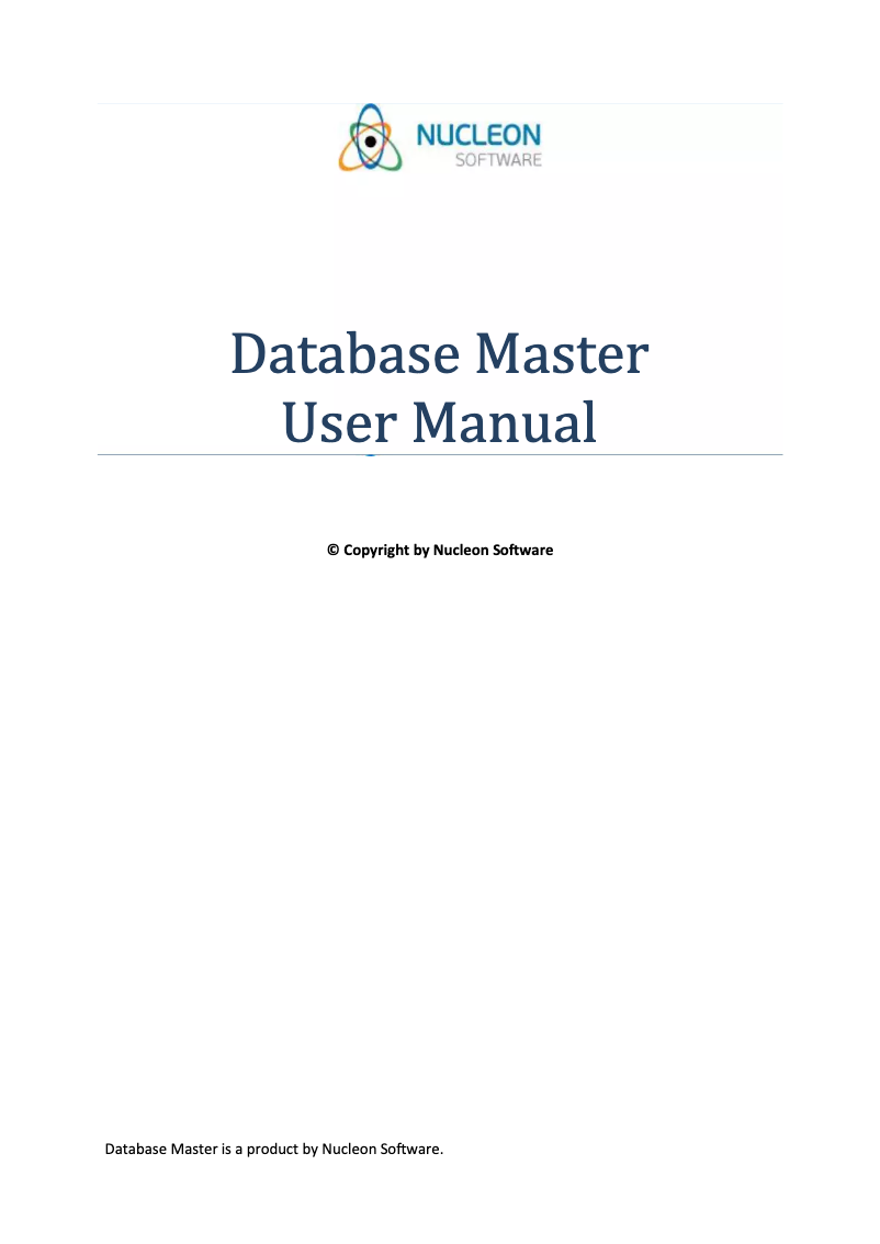 Image de la première page du manuel de l'appareil Database Master