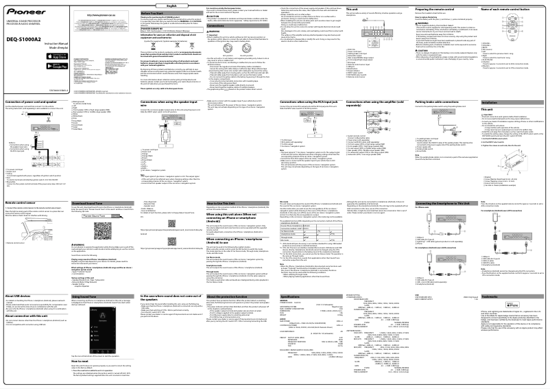 Image de la première page du manuel de l'appareil DEQ-S1000A2