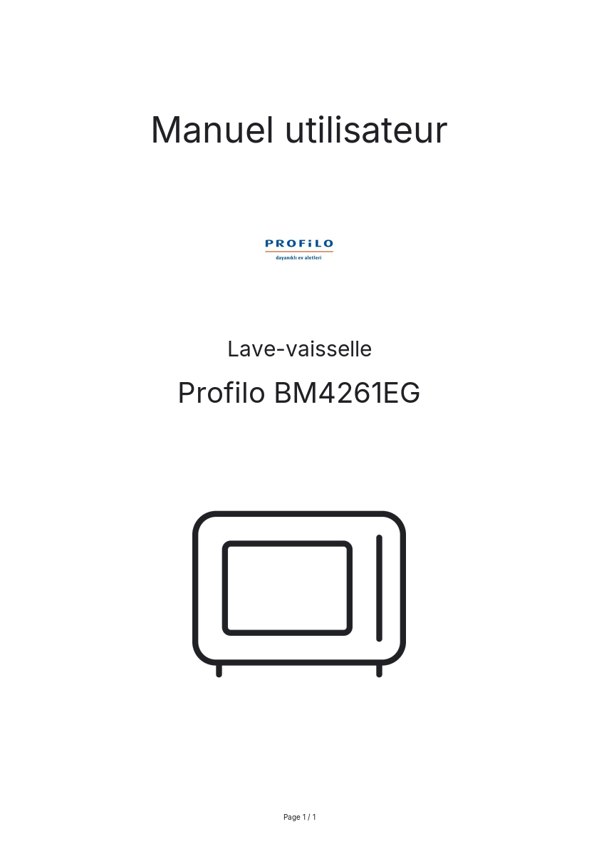 Page n°1 - Manuel utilisateur Profilo BM4261EG