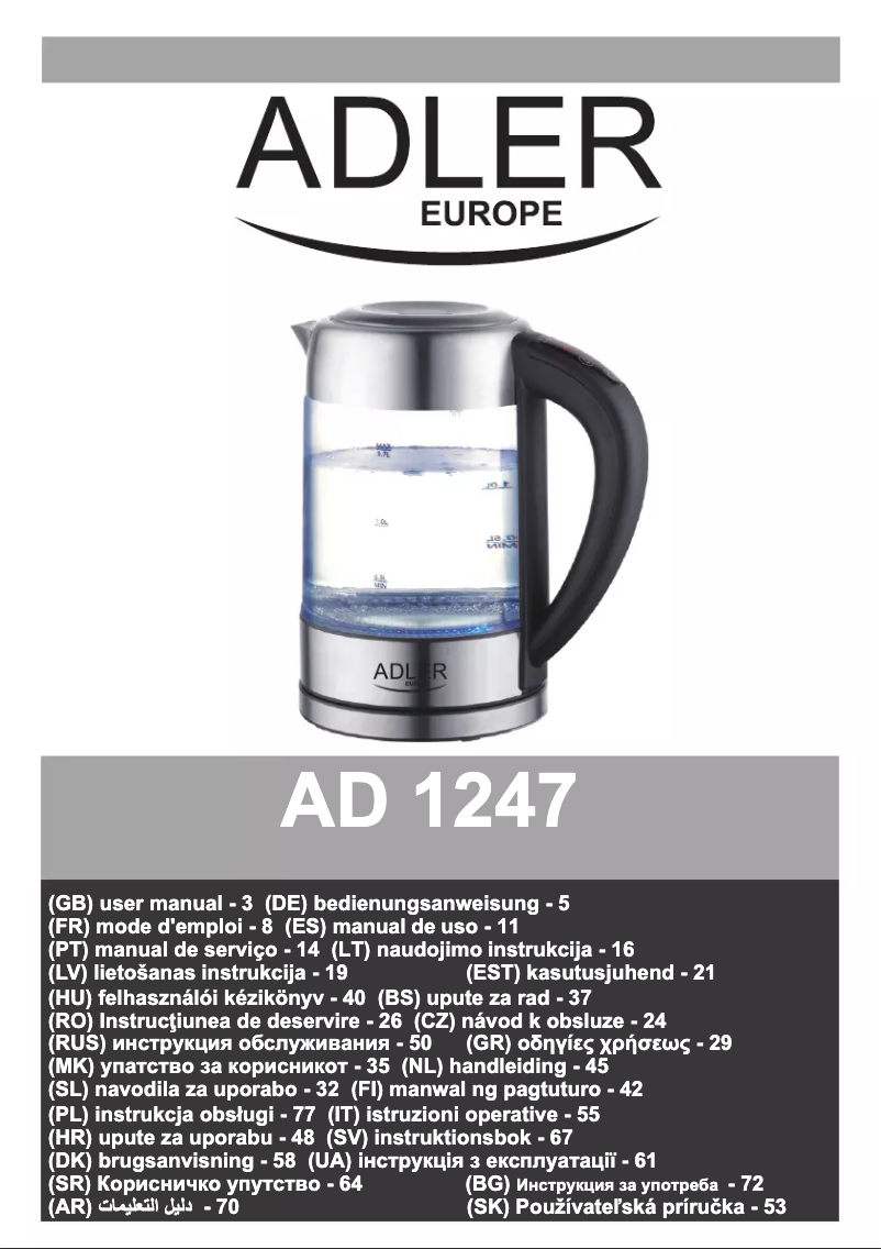 Page n°1 - Manuel utilisateur Adler AD 1247