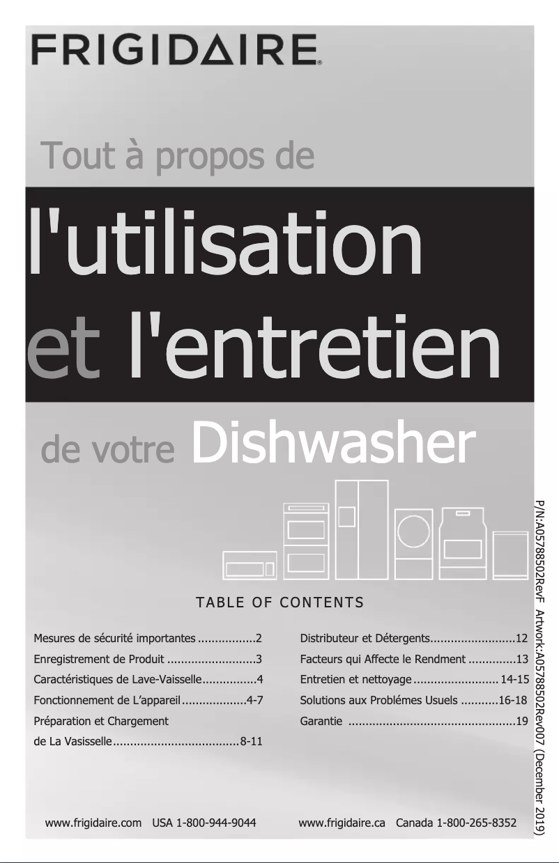 Page 1 de la notice Manuel utilisateur Frigidaire FGID2466QF