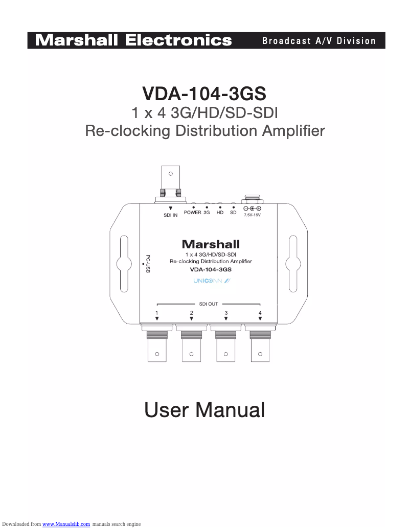 Page n°1 - Manuel utilisateur Marshall Electronics VDA-104-3GS