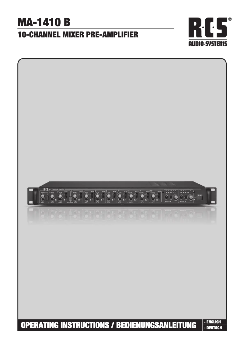 Page 1 de la notice Manuel utilisateur RCS MA-1410 B