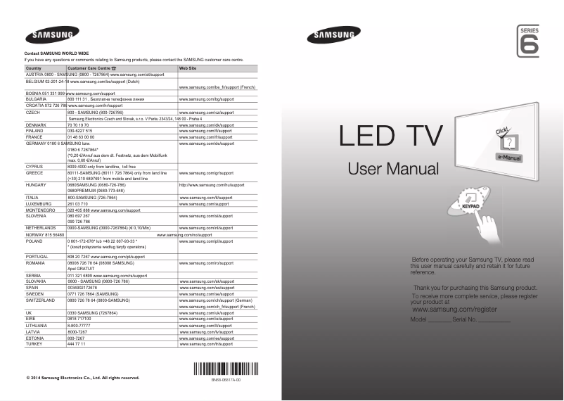 Page n°1 - Guide d'installation Samsung UE65H6400AW