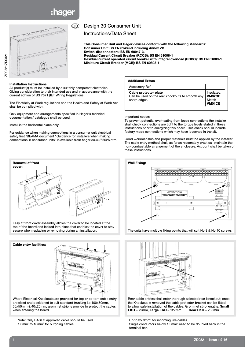 Page 1 de la notice Manuel utilisateur Hager VM008