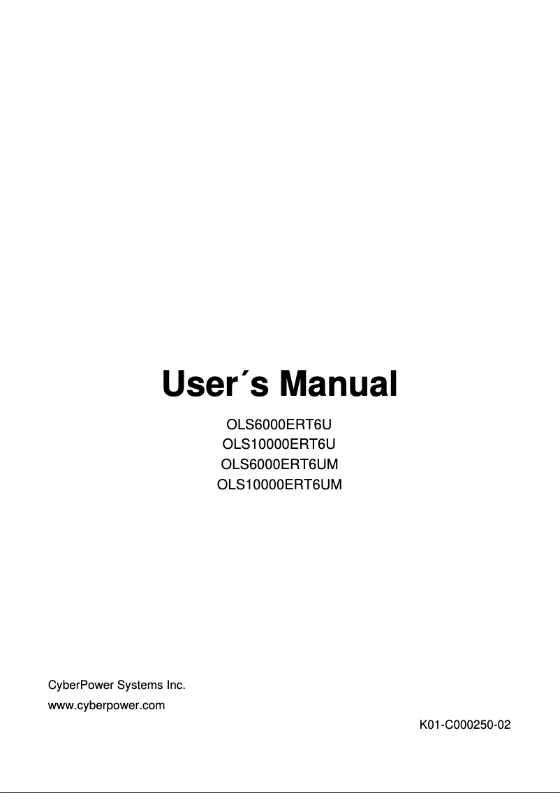 Image de la première page du manuel de l'appareil OLS6000ERT6U