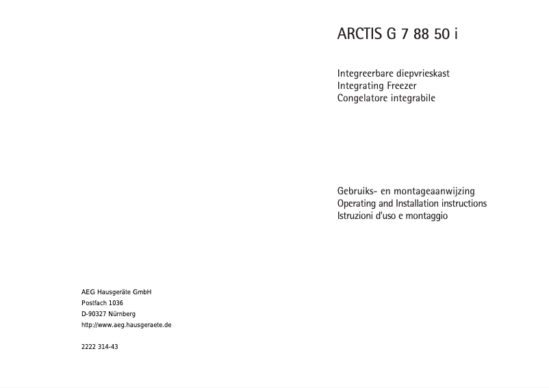 Page n°1 - Manuel utilisateur AEG-Electrolux G 78850 I