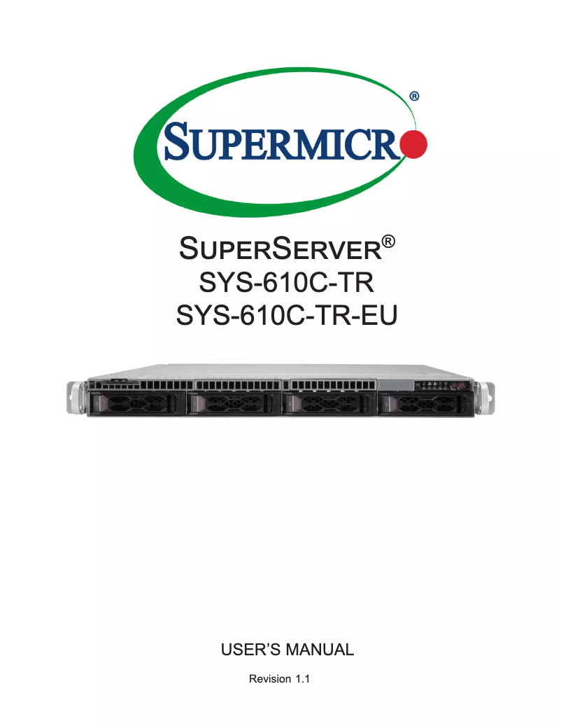Image de la première page du manuel de l'appareil SuperServer SYS-610C-TR