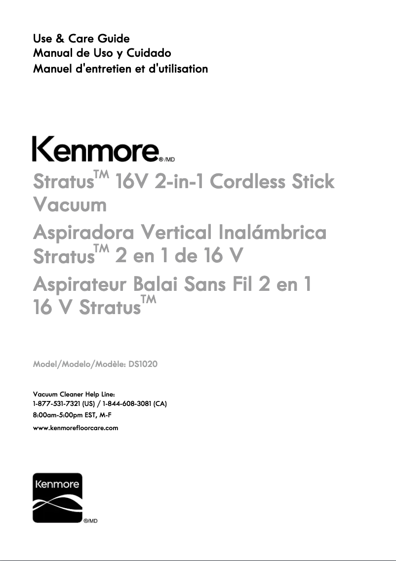 Page n°1 - Manuel utilisateur Kenmore DS1020