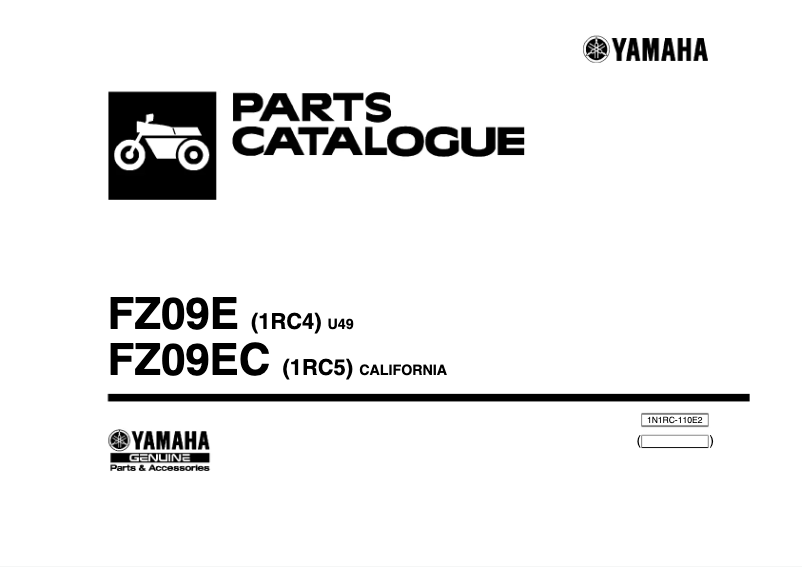 Page 1 de la notice Manuel utilisateur Yamaha FZ-09 (2014)