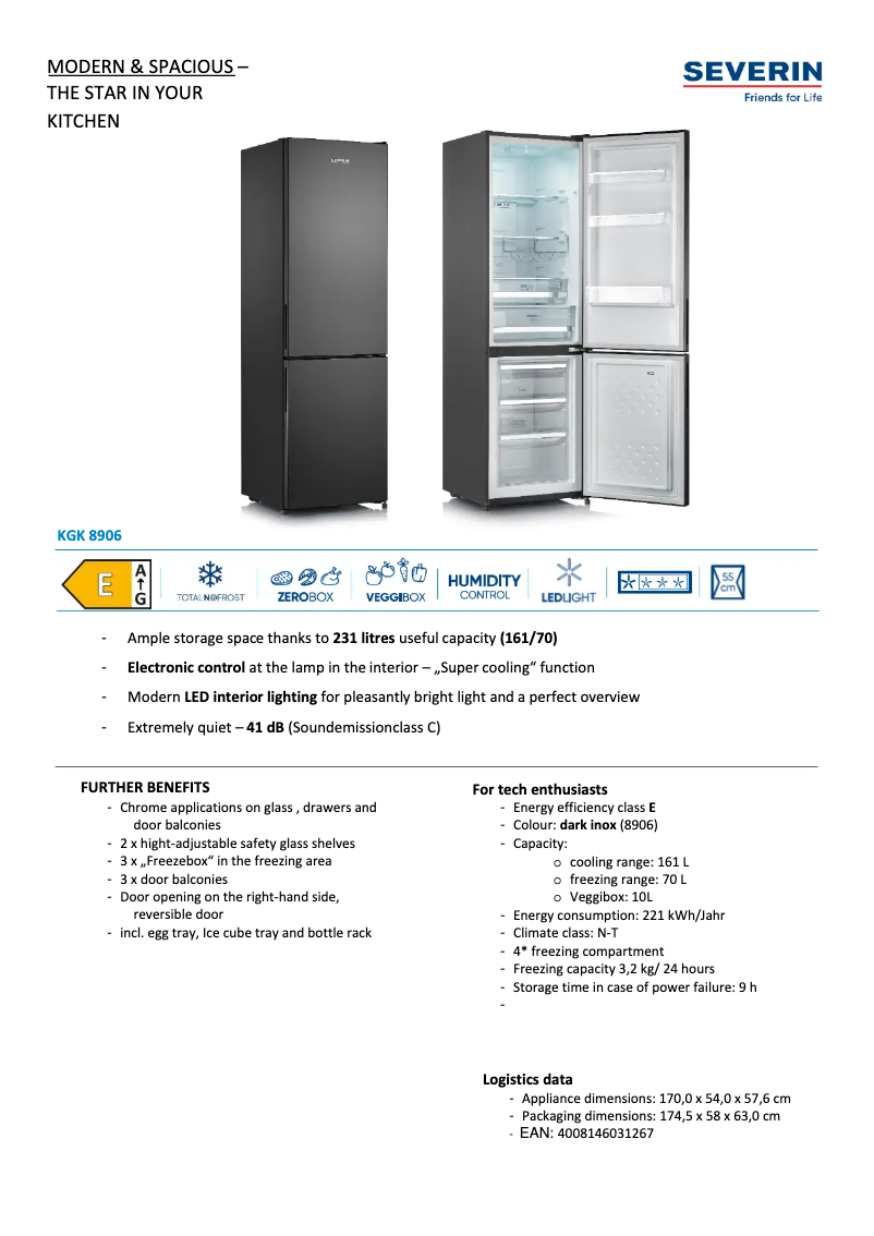 Page n°1 - Fiche technique Severin KGK 8906