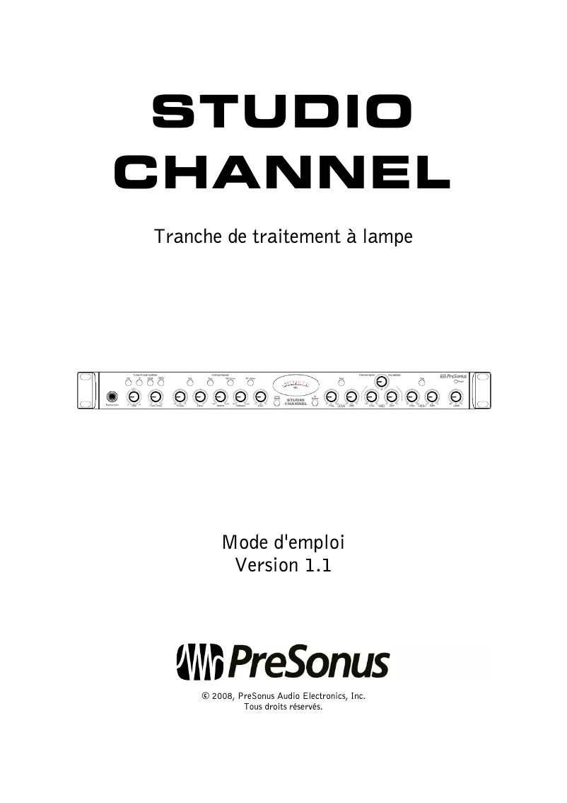 Image de la première page du manuel de l'appareil Studio Channel