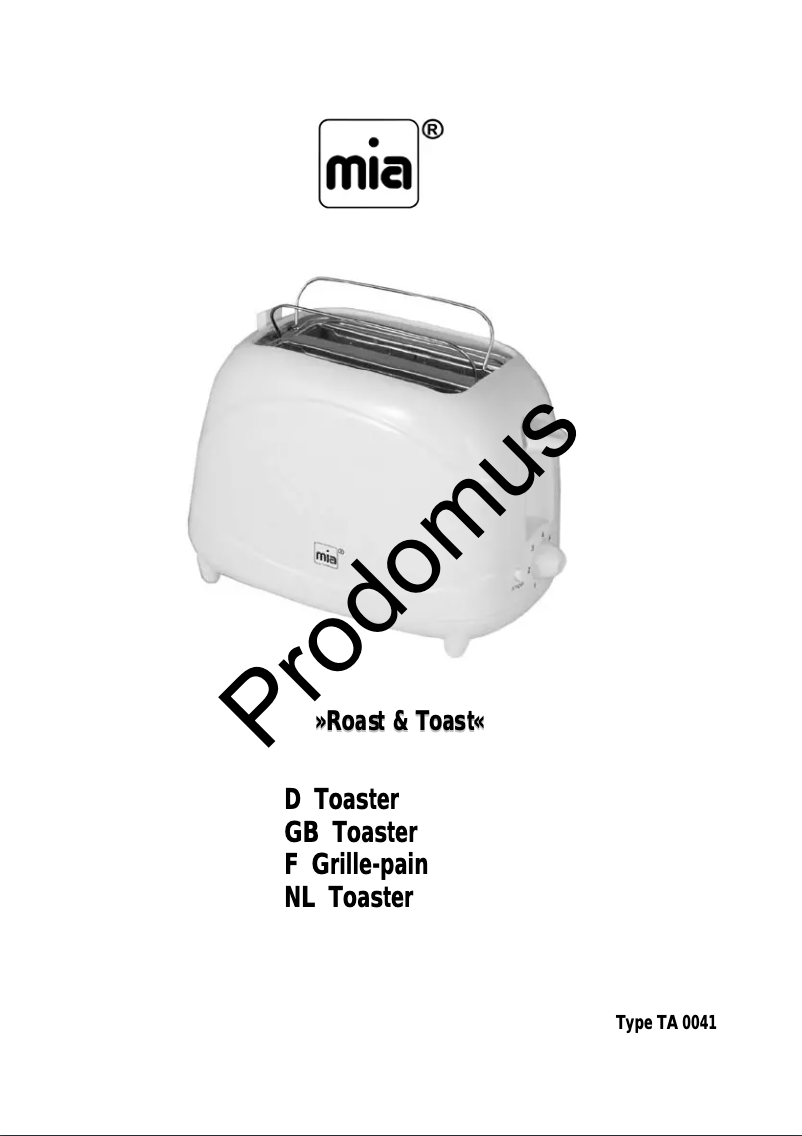 Página 1 del manual Manual de usuario Mia TA 0041