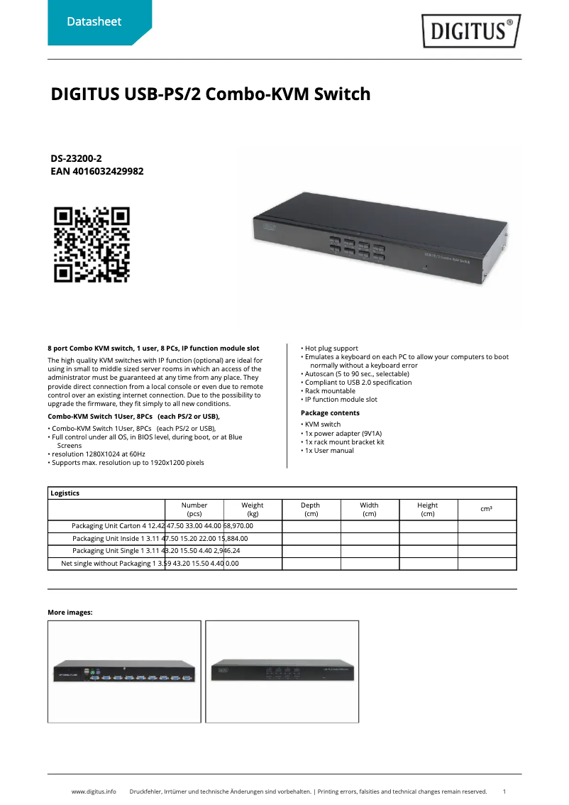 Page n°1 - Fiche technique Digitus DS-23200-2