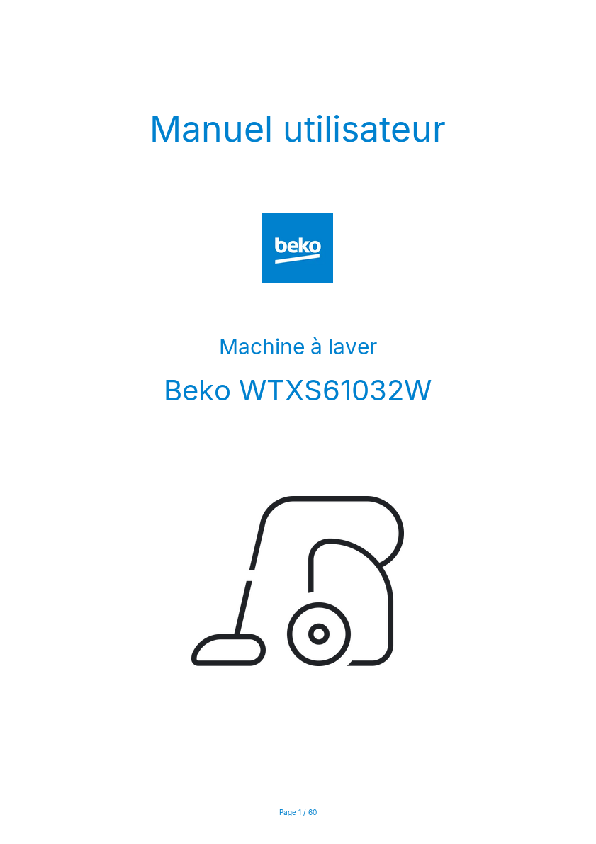 Page n°1 - Manuel utilisateur Beko WTXS61032W