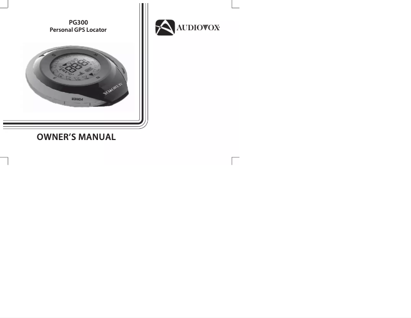 Page 1 de la notice Manuel utilisateur audiovox PG300