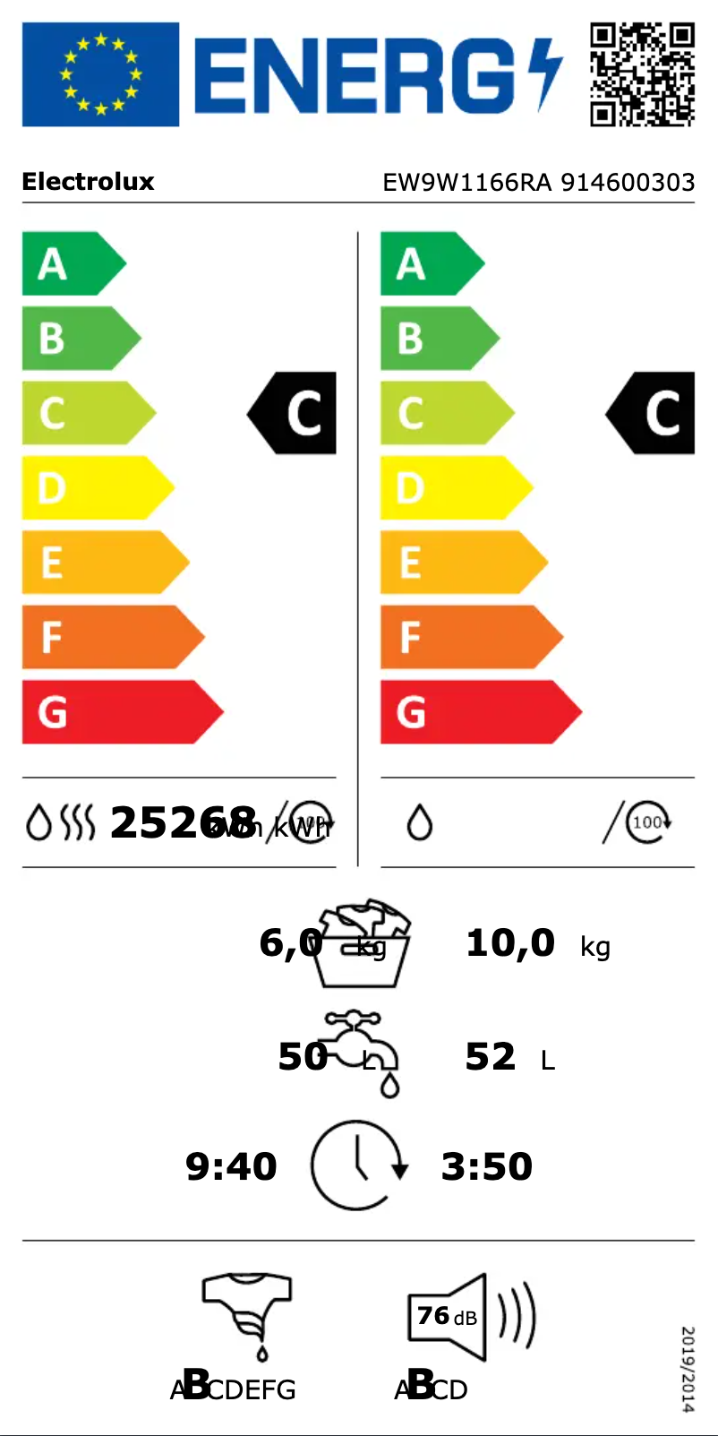 Image de la première page du manuel de l'appareil EW9W1166RA