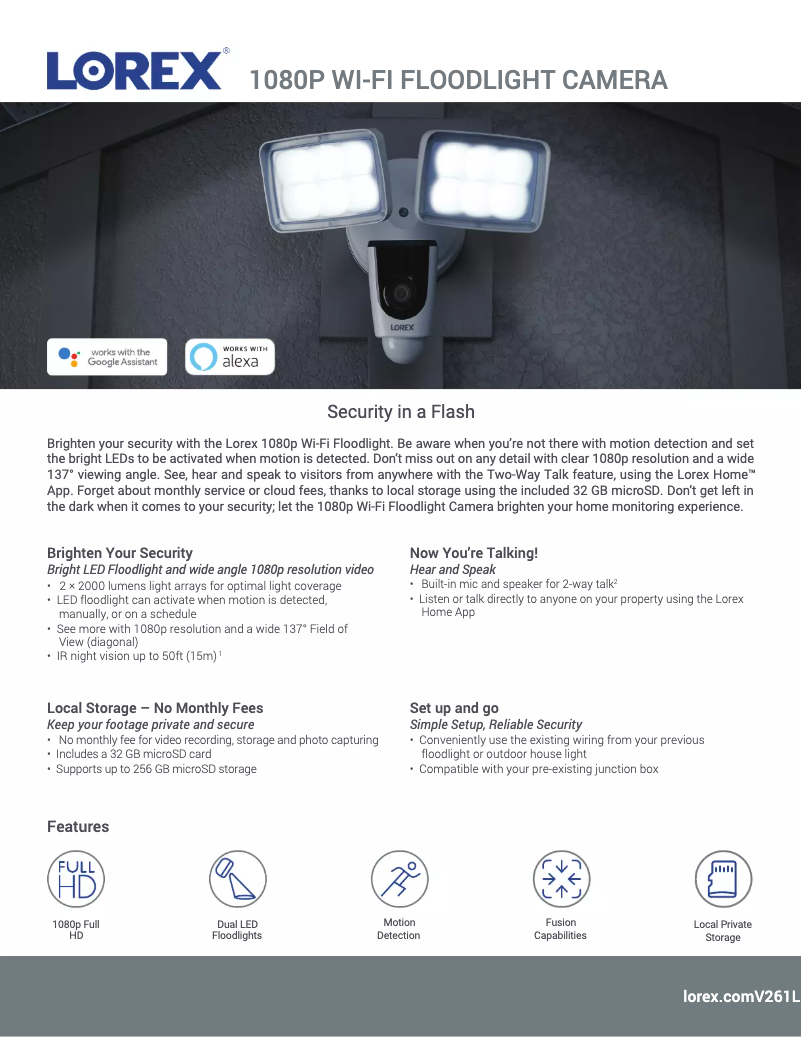 Page n°1 - Fiche technique Lorex V261LCD-EG