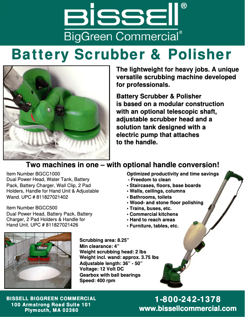 Page n°1 - Manuel utilisateur Bissell BGCC1000