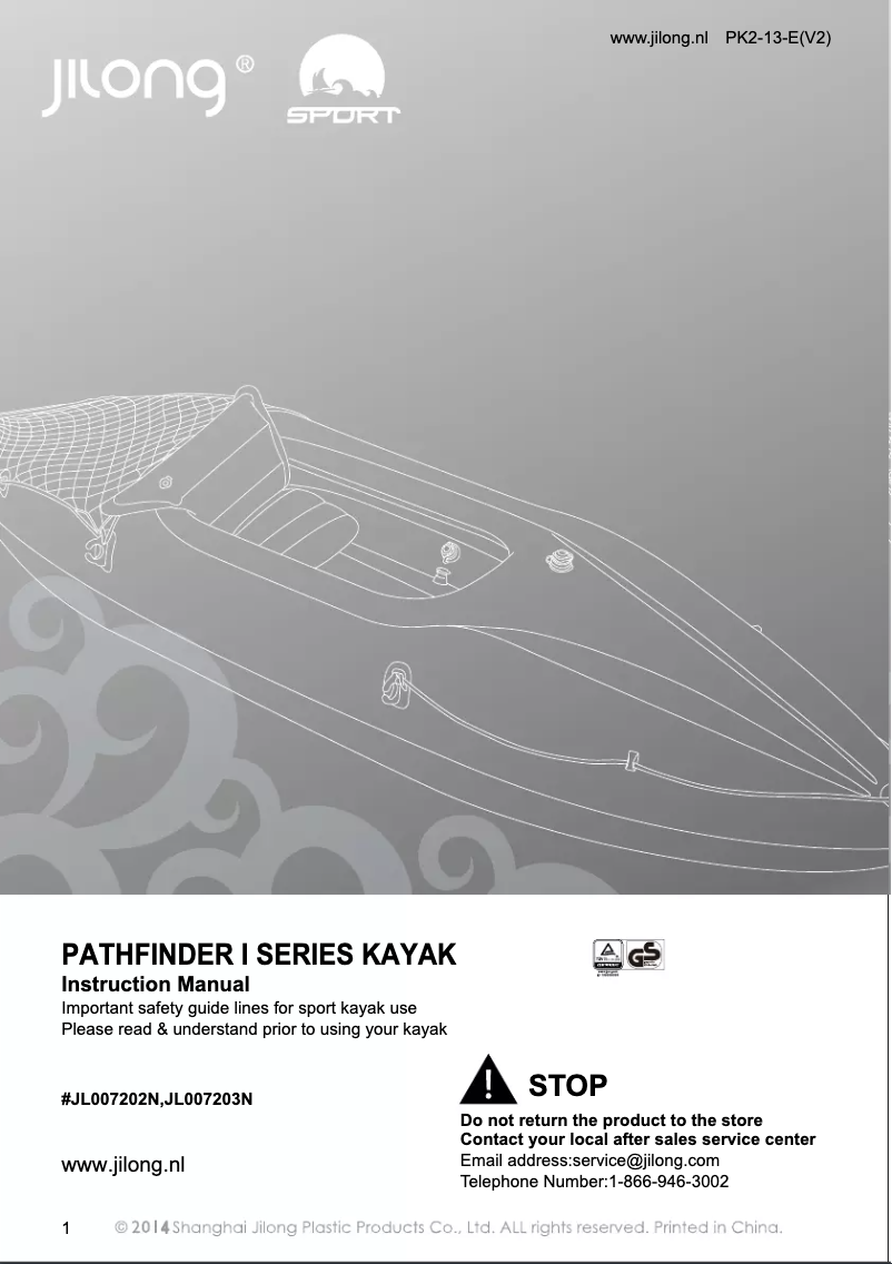 Page 1 de la notice Manuel utilisateur JILONG Pathfinder 1 Series