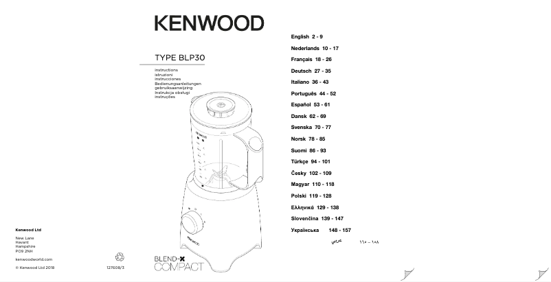 Page n°1 - Manuel utilisateur Kenwood Blend-X Compact BLP304