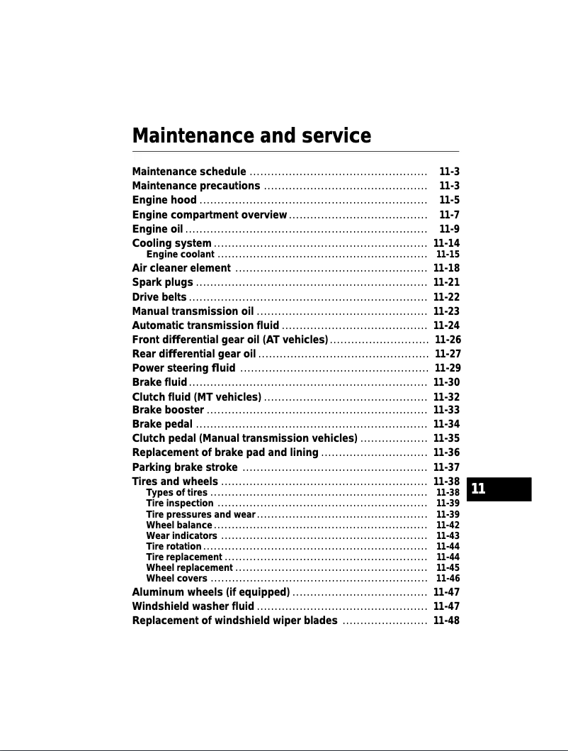 Page 1 de la notice Manuel d'utilisation et d'entretien Subaru Legacy (2003)