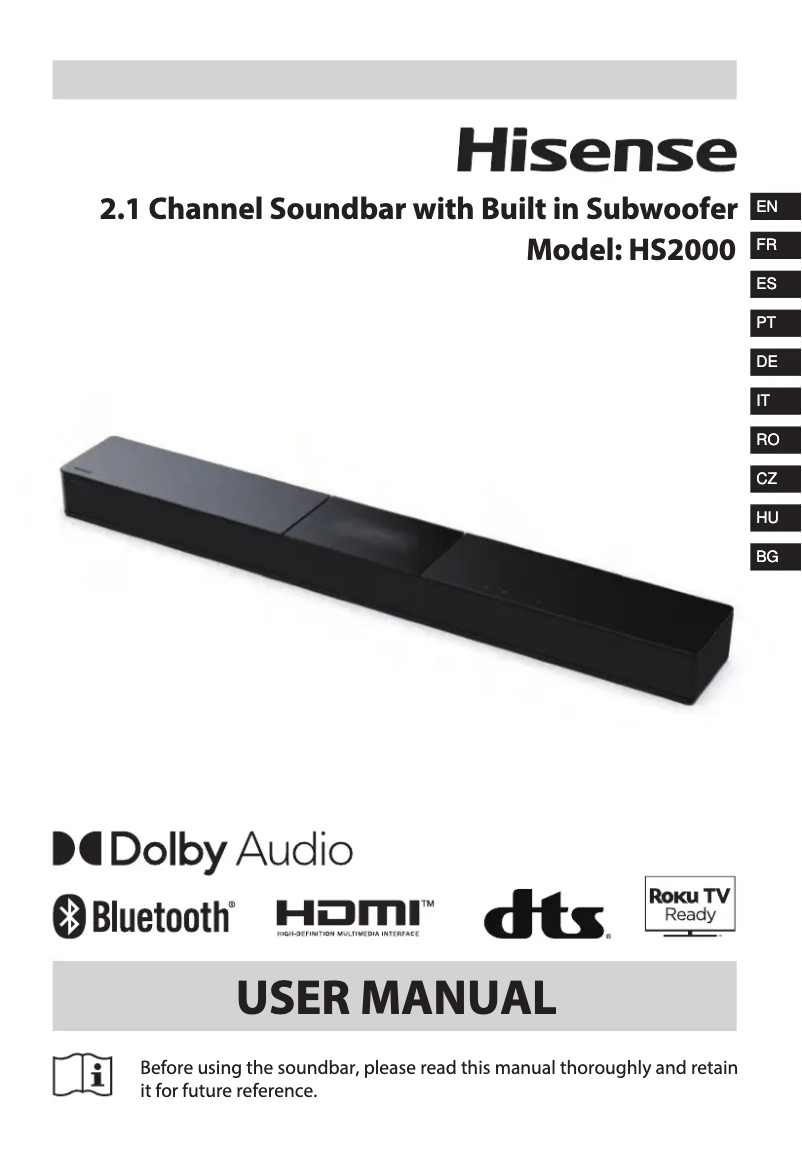 Page 1 de la notice Manuel utilisateur Hisense HS2000
