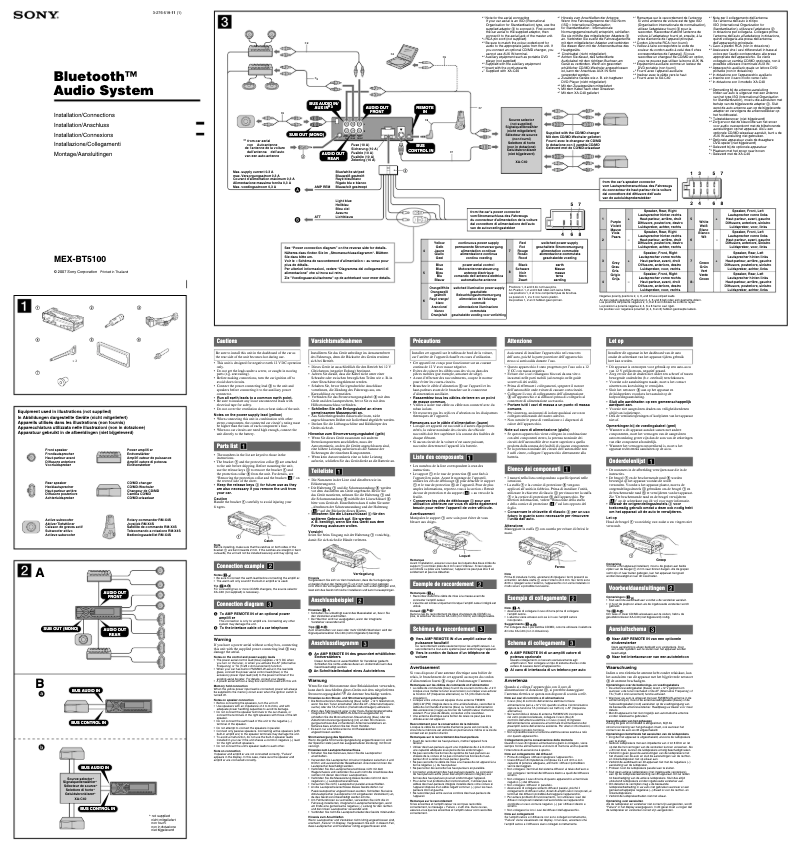 Page n°1 - Guide d'installation Sony MEX-BT5100