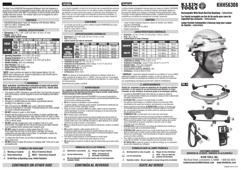 Page 1 de la notice Manuel utilisateur Klein Tools KHH56308