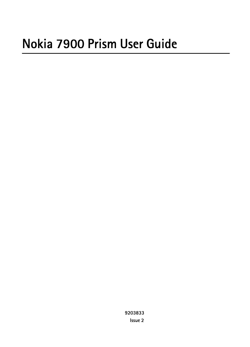 Page 1 de la notice Manuel utilisateur Nokia 7900 Prism