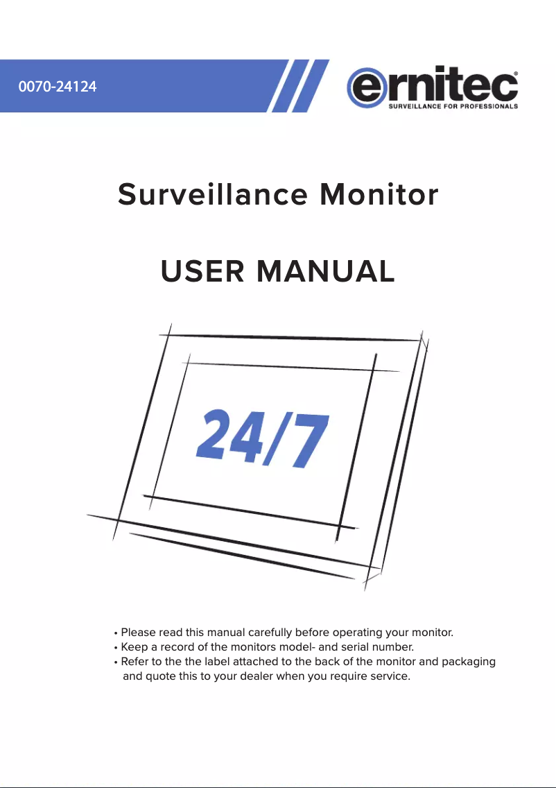 Page n°1 - Manuel utilisateur Ernitec 0070-24124