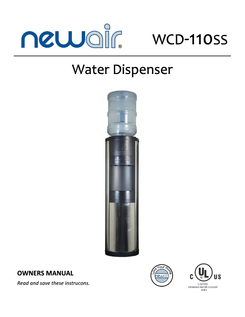 Page n°1 - Manuel utilisateur NewAir WCD-110SS